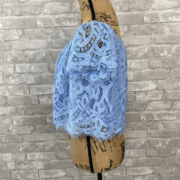 Express Crochet Lace Off Shoulder Crop Top - Picture 2 of 5